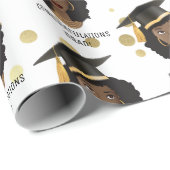 Gefeliciteerd Afstudeerder! Zwarte vrouw met stuik Cadeaupapier (Rol Hoek)