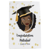 Gefeliciteerd Afstudeerder! Zwarte vrouw met stuik Medium Cadeauzakje (Voorkant)