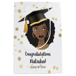 Gefeliciteerd Afstudeerder! Zwarte vrouw met stuik Medium Cadeauzakje