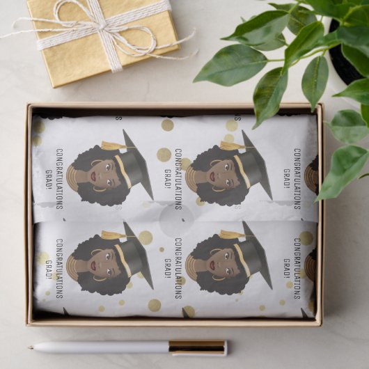 Gefeliciteerd Afstudeerder! Zwarte vrouw met stuik Tissuepapier (Geschenk)