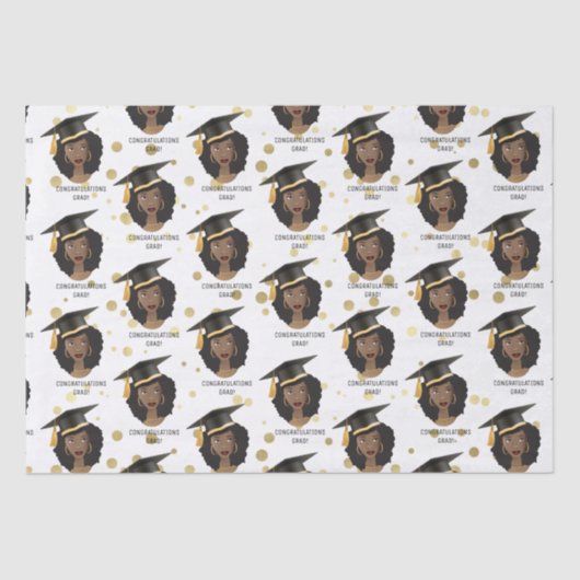 Gefeliciteerd Afstudeerder! Zwarte vrouw met stuik Tissuepapier (Voorkant)