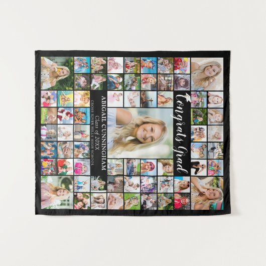 Gefeliciteerd Afstudeerders 66 Foto Collage Aangep Wandkleed (Voorkant (horizontaal))