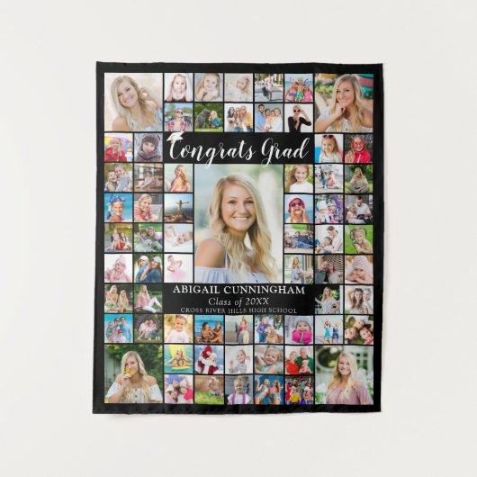 Gefeliciteerd Afstudeerders 66 Foto Collage Aangep Wandkleed (Voorkant)