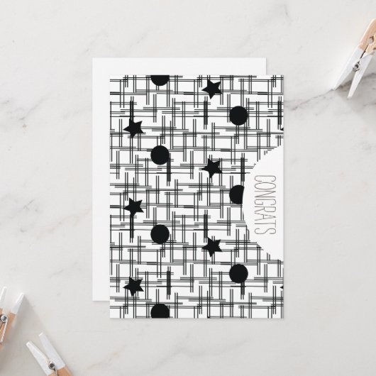 Gefeliciteerd Afstudeerders Abstracte Monochrome S Kaart (Voorkant / Achterkant in situ)