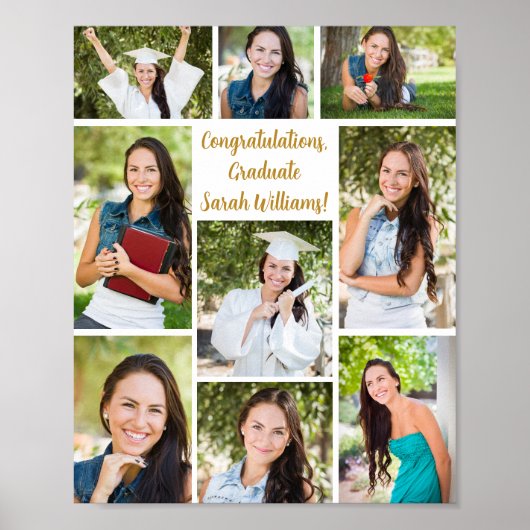 Gefeliciteerd Afstudeerfeest 9 Foto Collage Poster (Voorkant)