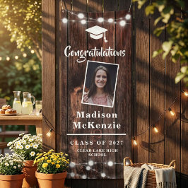 Gefeliciteerd Afstudeerfeest Rustic Modern 2 - Fot Spandoek