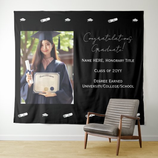 Gefeliciteerd Afstudeerfoto Achtergrond Banner Wandkleed (In Situ (horizontaal))
