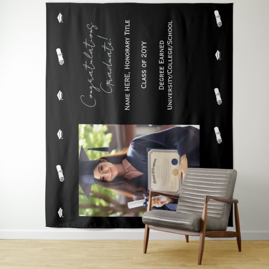 Gefeliciteerd Afstudeerfoto Achtergrond Banner Wandkleed (In situ)