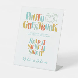 Gefeliciteerd Afstudeerfoto Guestbook Reclamebord Met Voetstuk