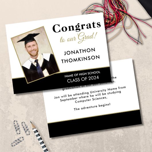 Gefeliciteerd Afstudeerfoto Zwart Wit Afstuderen Aankondiging