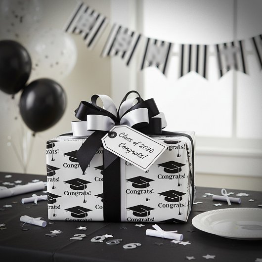 Gefeliciteerd! Afstudeerhoed  Cadeaupapier