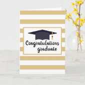 Gefeliciteerd Afstudeerhoed met Strepen Geel Kaart (Gele Bloem)