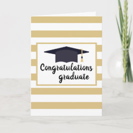 Gefeliciteerd Afstudeerhoed met Strepen Geel Kaart