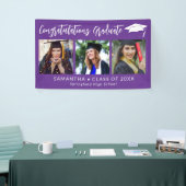 Gefeliciteerd Afstudeerhoed Paars 3 Foto Afstudere Spandoek (Beurs)