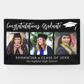 Gefeliciteerd Afstudeerhoed Zwart 3 Foto Afstudere Spandoek (Horizontaal)