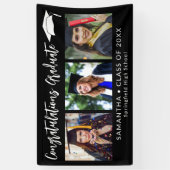 Gefeliciteerd Afstudeerhoed Zwart 3 Foto Afstudere Spandoek (Verticaal)