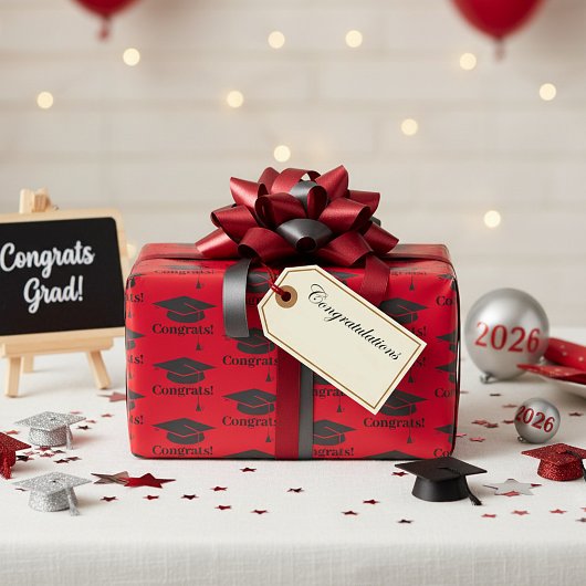 Gefeliciteerd! Afstudeerhoedje  Inpakpapier