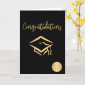 Gefeliciteerd Afstudeermuts Gouden Stempel Metaalg Kaart (Gele Bloem)