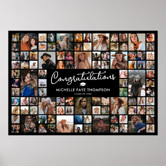 Gefeliciteerd Afstuderen 100 Foto Collage Poster (Voorkant)