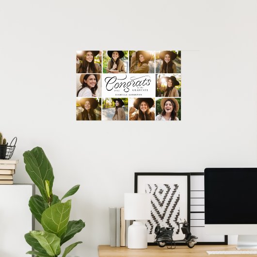 Gefeliciteerd afstuderen 10 foto trendy afstudeerf poster (Thuiskantoor)