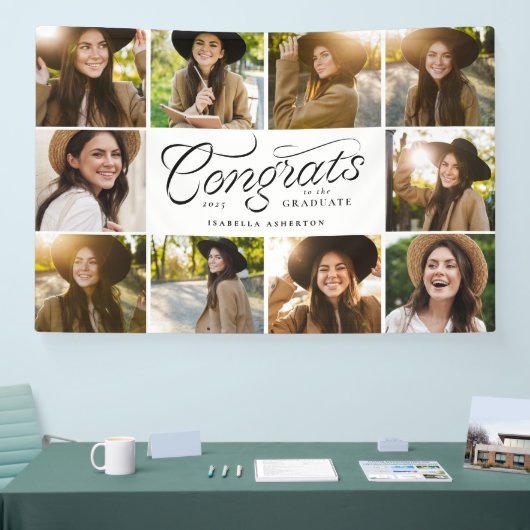 Gefeliciteerd afstuderen 10 foto trendy afstudeerf spandoek (Beurs)