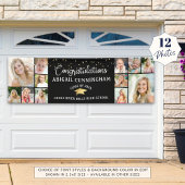 Gefeliciteerd Afstuderen 12 foto Collage Black Spandoek