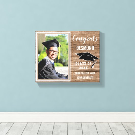 Gefeliciteerd Afstuderen 2020 jongens Foto Afstude Canvas Afdruk (Insitu (Houten vloer))