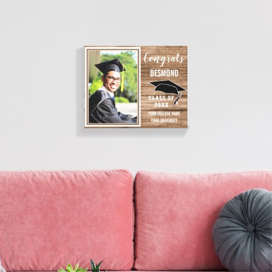 Gefeliciteerd Afstuderen 2020 jongens Foto Afstude Canvas Afdruk (Insitu (Woonkamer))