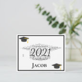 Gefeliciteerd Afstuderen 2021 Word Art Briefkaart (Staand voorkant)