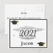 Gefeliciteerd Afstuderen 2021 Word Art Briefkaart (Voorkant / Achterkant)