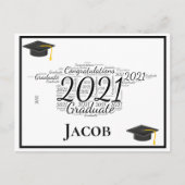 Gefeliciteerd Afstuderen 2021 Word Art Briefkaart (Voorkant)