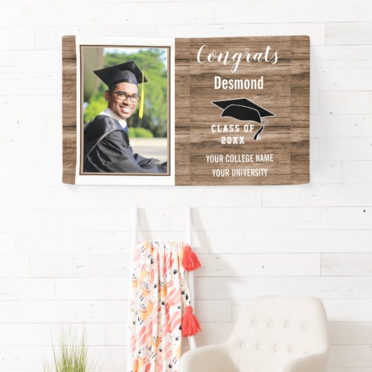 Gefeliciteerd Afstuderen 2023 jongens Foto Afstude Spandoek (Insitu)