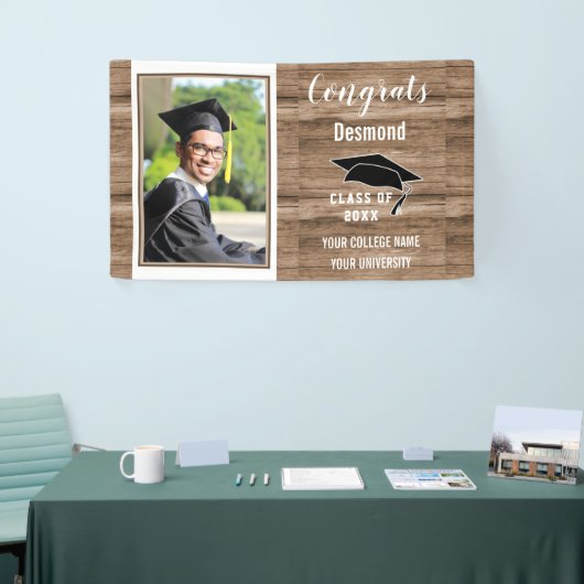 Gefeliciteerd Afstuderen 2023 jongens Foto Afstude Spandoek (Beurs)