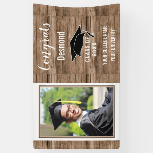 Gefeliciteerd Afstuderen 2023 jongens Foto Afstude Spandoek (Verticaal)