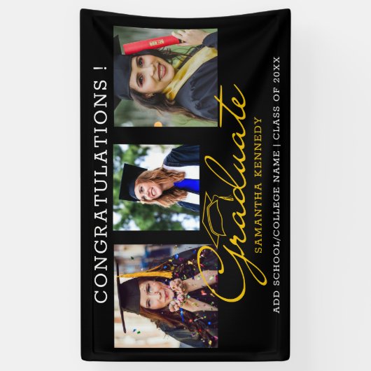 Gefeliciteerd Afstuderen 2025 Afstuderen 3 Fotocol Spandoek (Verticaal)