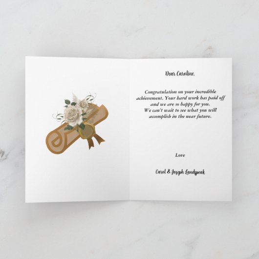 Gefeliciteerd Afstuderen 2025, White Roses Kaart (Binnen)