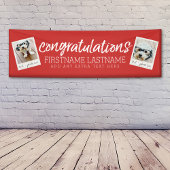 Gefeliciteerd Afstuderen 2 foto Collage RED Spandoek