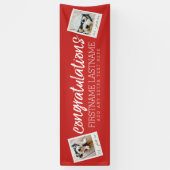 Gefeliciteerd Afstuderen 2 foto Collage RED Spandoek (Verticaal)