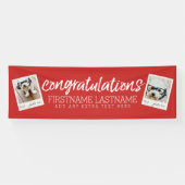 Gefeliciteerd Afstuderen 2 foto Collage RED Spandoek (Horizontaal)