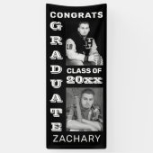 Gefeliciteerd Afstuderen 2 foto's zwart wit Spandoek (Verticaal)