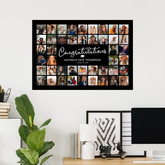 Gefeliciteerd Afstuderen 44 Foto Collage Poster (Thuiskantoor)