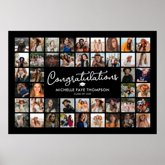 Gefeliciteerd Afstuderen 44 Foto Collage Poster (Voorkant)
