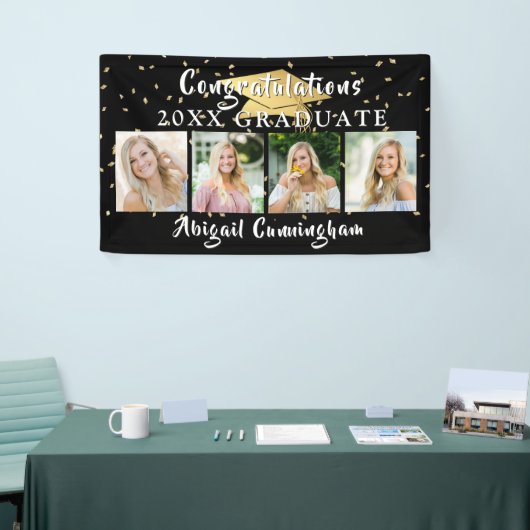Gefeliciteerd Afstuderen 4 Aangepaste fotokleuren Spandoek (Beurs)