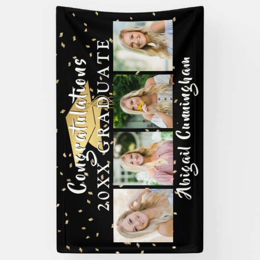 Gefeliciteerd Afstuderen 4 Aangepaste fotokleuren Spandoek (Verticaal)