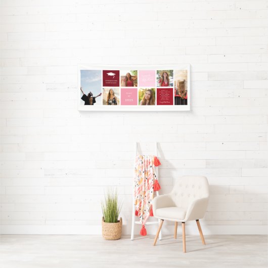 Gefeliciteerd Afstuderen | 6 Fotoraster collage Spandoek (Insitu)