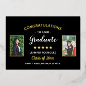 Gefeliciteerd Afstuderen Aangepast 2 Foto Afstuder Folie Uitnodiging (Voorkant)