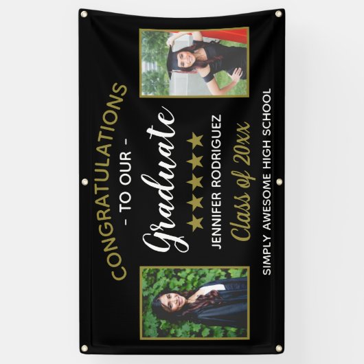 Gefeliciteerd Afstuderen Aangepast 2 Foto Afstuder Spandoek (Verticaal)