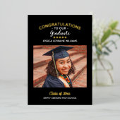 Gefeliciteerd Afstuderen Aangepast Afstuderen Foto Folie Uitnodiging (Staand Voorkant)