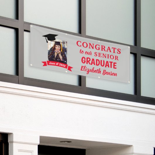 Gefeliciteerd Afstuderen aangepaste banner Red Gre (Buitenkant Gebouw)