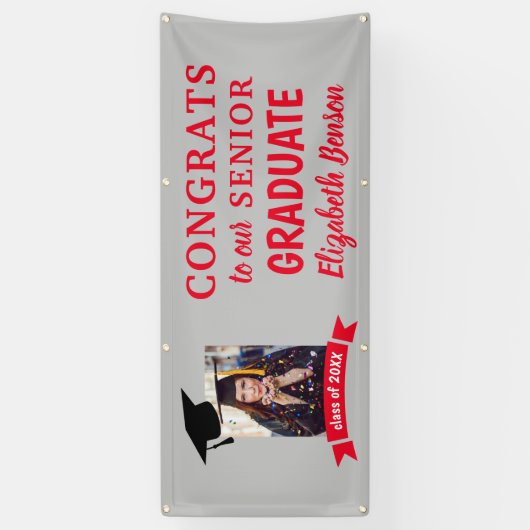 Gefeliciteerd Afstuderen aangepaste banner Red Gre (Verticaal)